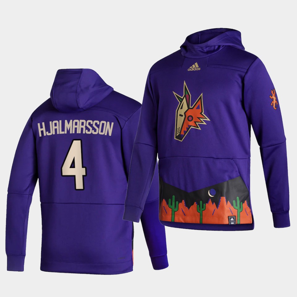 Men Arizona Coyotes #4 Hjalmarsson Purple NHL 2021 Adidas Pullover Hoodie Jersey->arizona coyotes->NHL Jersey